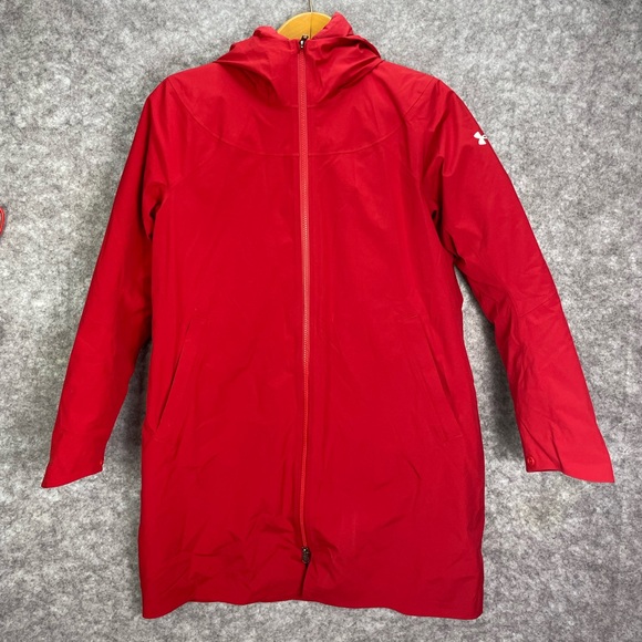 Under Armour Jacket Womens Small Hooded Infrared 3 In 1 Quilted Parka Coat Red - Picture 1 of 14